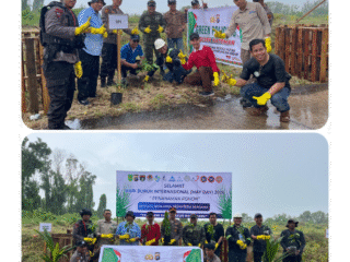 Polsek Kateman bersama Buruh dan Manajemen PT Pulau Sambu Group Tanam Bibit Pohon di Kateman Peringati May Day 2026