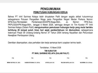 PHK di PT Inhil Sarimas Kelapa Tak Temui Titik Terang, Hak Karyawan Belum Jelas 